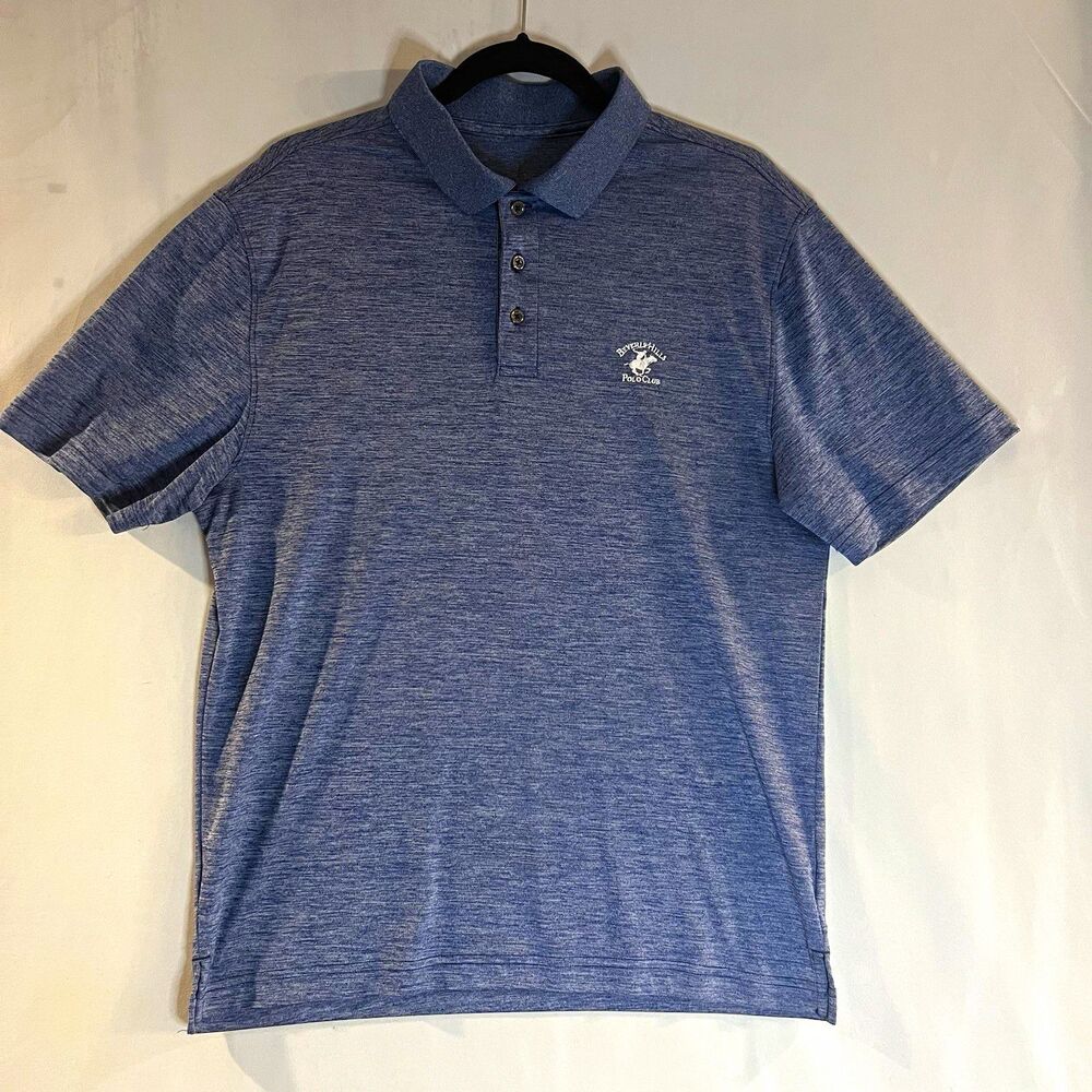 Beverly Hills Polo Club Men’s Short Sleeve Shirt Blue Solid Collared Size L
